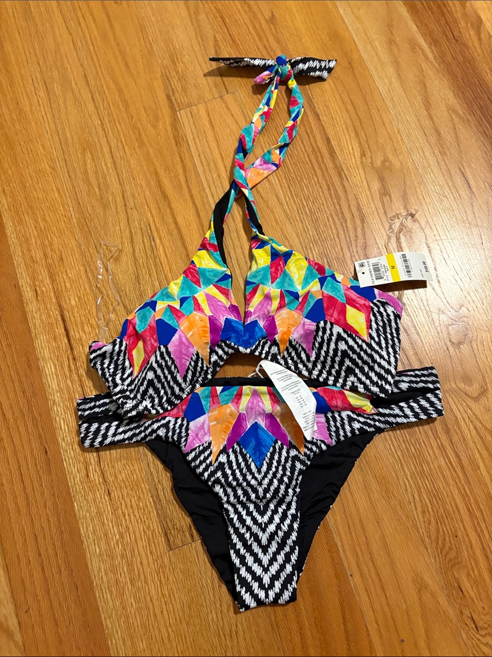 Kids Multicolor Geometric Halter Bikini - Unknown Brand